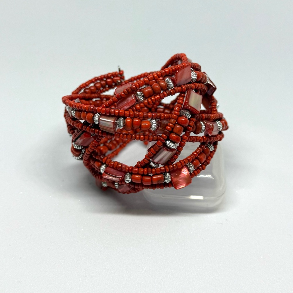 Beaded Cuff Bracelet In Colorful‎ Sienna